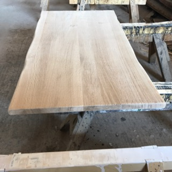 Eiche, Tischplatte, verleimt, astig, rustikal, 160x80x4,5cm, beidseitig Baumkante, naturbelassen